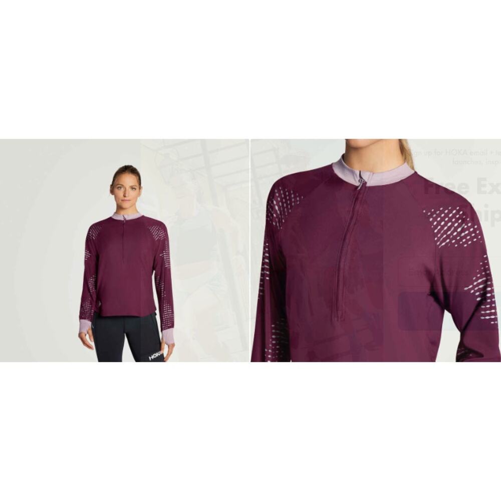 Hoka Womens 1/2 Zip Wind Shell‎ Pullover Size Medium NWT Purple Running Training